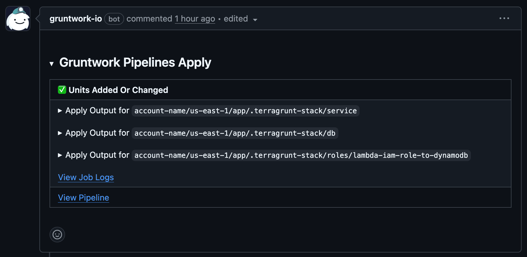Pipelines apply comment after merging the new app PR