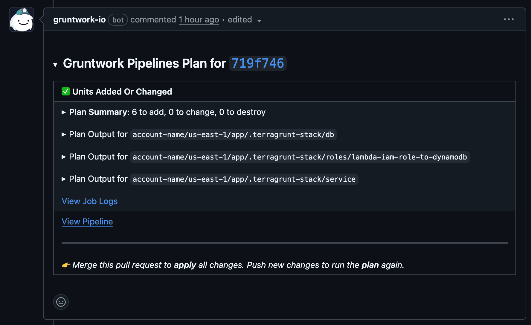 Pipelines plan comment for the new app PR