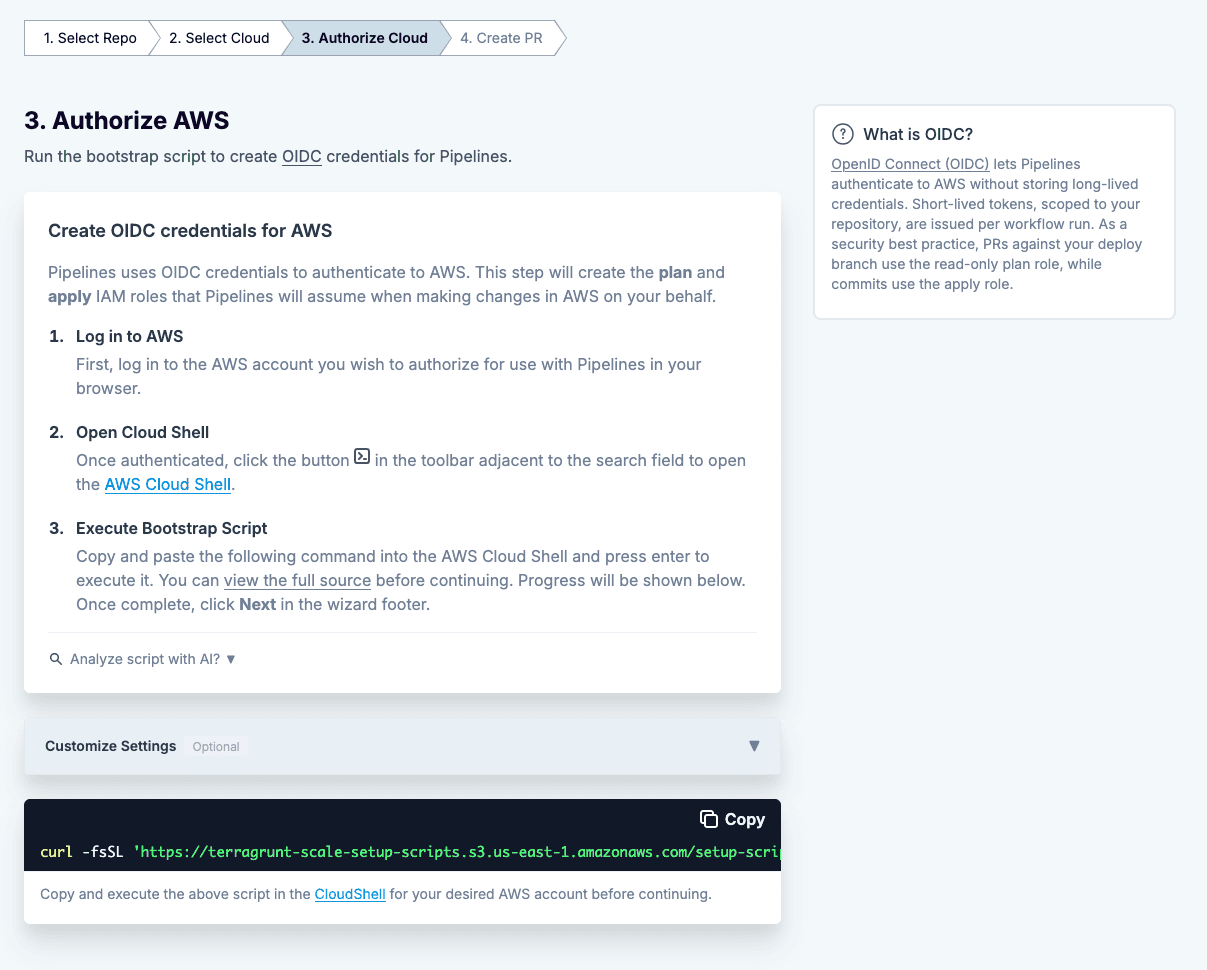 Bootstrap completion and bootstrap pull request prompt