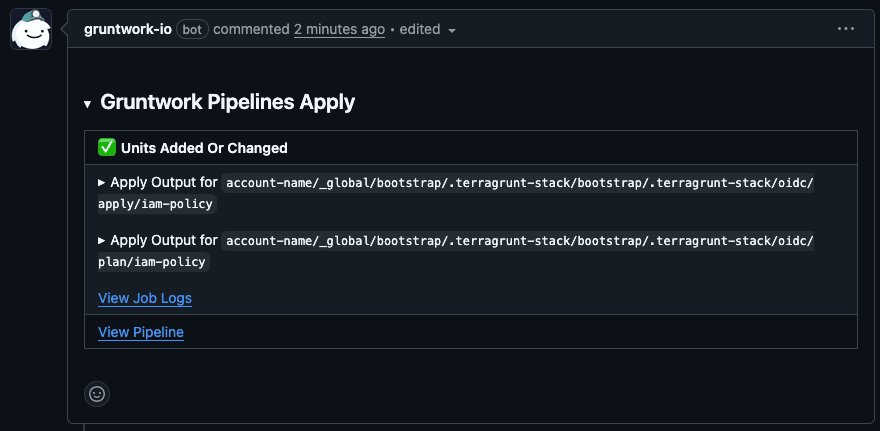 Pipelines apply comment after merging the permissions PR